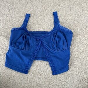 H&M Blue Lace Trim Crop Top